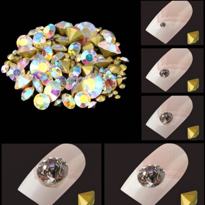 Nail Art Rhinestones Crystal AB Color Mini Pointback Crystal Stones Loose Strass Bead DIY Nail Art Decorations