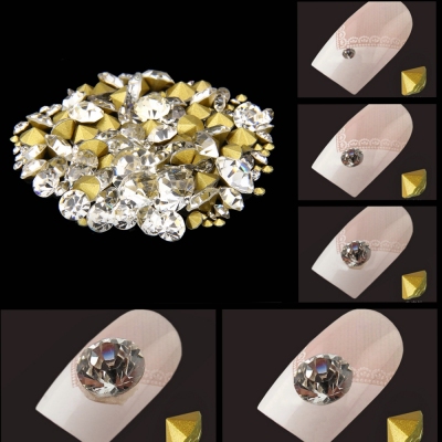 Shiny Glass Rhinestones Crystal Color 1440pcs Mini Pointback Crystal Stones Loose Strass Bead DIY Nail Art Decoration