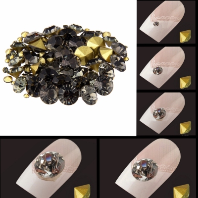 Nail Rhinestones Gray Color Mini Pointback Crystal Stones Loose Strass Bead DIY Nail Art Decoration