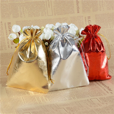 Spot Gold and Silver Hongjin Cloth Bag Drawstring Ornament Tying Packing Machine Crafts Gift Bag of Cosmetics Batch 7x9cm