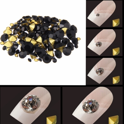 Nail Glass Rhinestones Jet Color Mini Pointback Crystal Stones Loose Strass Bead DIY Nail Art Decoration