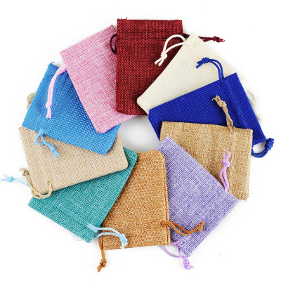 Factory in Stock Wholesale Plain Environmental Imitation Linen Sack 20*30 Aromatherapy Ornament Packaging Drawstring Gift Bag