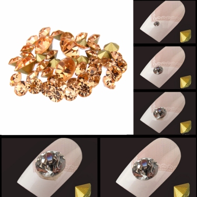 Nail Art Rhinestones Champagne Color Mini Pointback Crystal Stones Loose Strass Bead DIY Nail Art Decorations