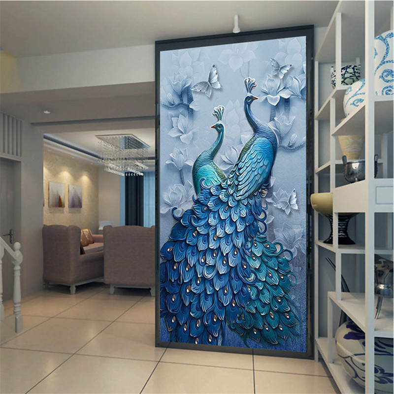 5d十字绣孔雀牡丹图丝线线绣新款小幅画简单客厅简约现代卧室