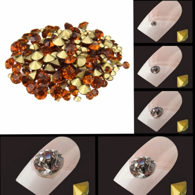 Nail Rhinestones Smoked Topaz Color Mini Pointback Crystal Stones Loose Strass Bead DIY Nail Art Decoration