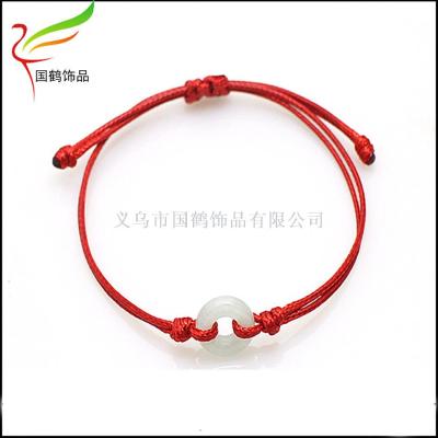 Red rope hand-woven natural safety buckle adjusting bracelet