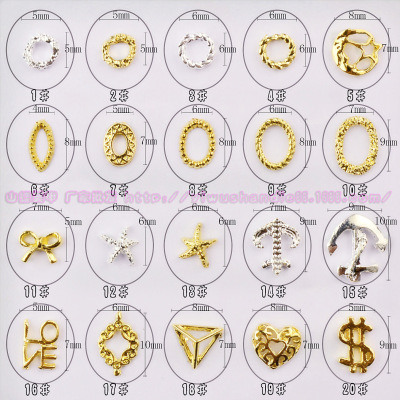 Manicure accessories new Manicure round frame starfish bow anchor $triangle accessories anchor alloy accessories