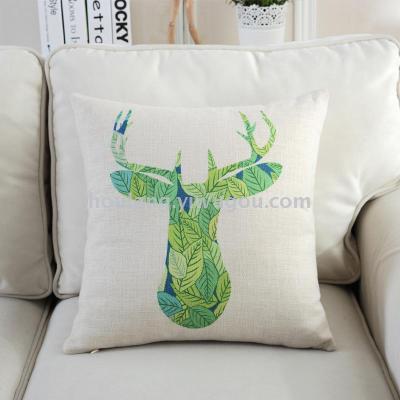 Holding pillowcase to picture printing green tropical rain forest wind cushion
