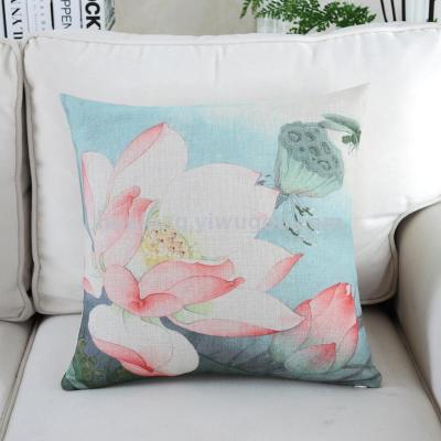 Super soft digital printing lotus pond moonlight sofa cushions pillow cases manufacturers direct selling