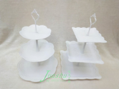 European-style plastic circular square three-layer cake rack hanging tray dessert rack dessert tray buffet stand