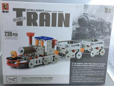 The Metal stainless steel DIY assembly train model puzzle for the children