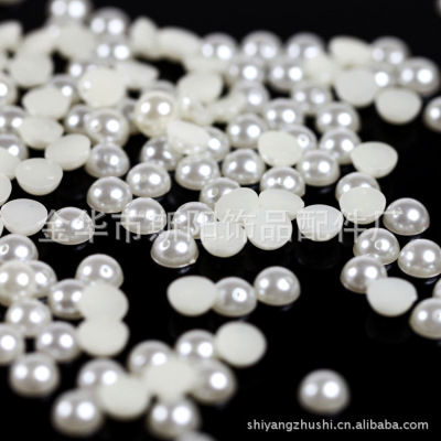 | 6mm half-face double-hole imitation pearl deliverable on the same day ABS plastic beads diy handmade accessories yiwu manufacturers direct sales