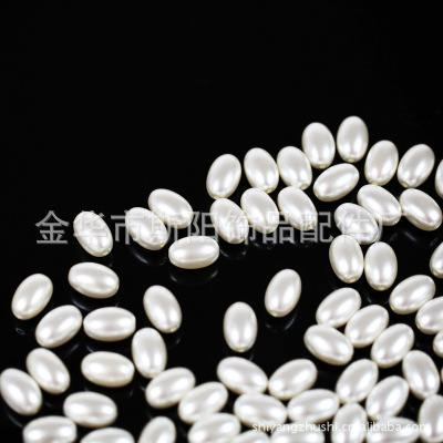 Yiwu wholesale hole imitation pearl 6*10mm oval paint plastic beads color manufacturing manufacturers direct sales
