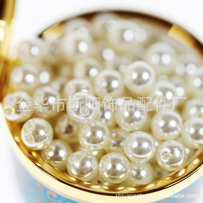 Yiwu direct selling wholesale 25mm straight hole round baking paint plastic pearl beads complete manual double-hole ABS beads