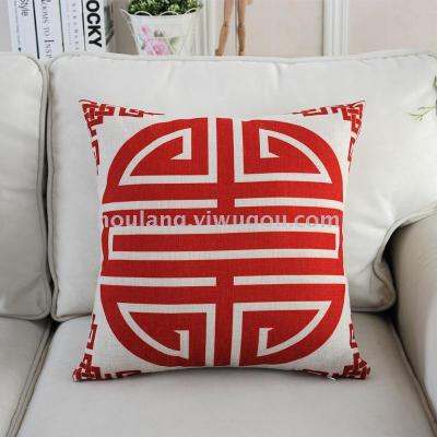 Cotton and linen pillow cushion cover car sofa cushion office gift digital cartoon printing