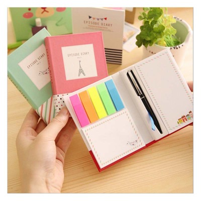 New style creative cute hard - shell notepad combination of sticky note pad with pen