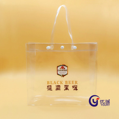 Custom wholesale PVC transparent hand beer bag ice bag PVC hand bag soft PVC plastic bag