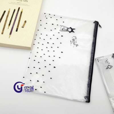 B6 transparent PVC stationery pen bag PVC mesh zipper bag A5 custom paper bag