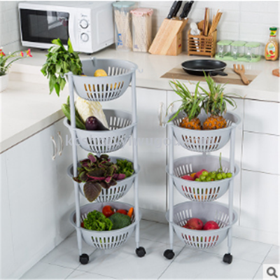 Plastic circular multi - layer furniture rack kitchen vegetable and fruit collection rack sorting basket