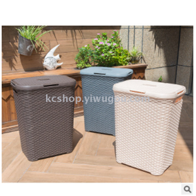 Plastic rattan woven dirty clothes basket clothing collection and sorting basket dirty clothes basket