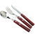 Red Wooden Handle Steak Knife and Fork Fruit Fork Dessert Spoon Western Restaurant Western Food Knife, Fork and Spoon Suit 304 Stainless Steel