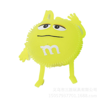 Cartoon M bean hair ball stand hot selling luminous toys fun jumping beans flash wool ball toys