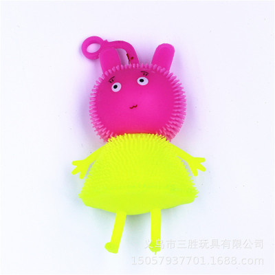 TPR soft gum ball pink rabbit girl lovely glitter ball rabbit miss rabbit 6 color new style hot sale