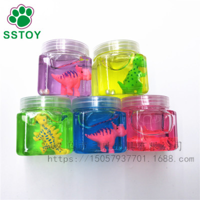 Big pot dinosaur DIY jelly mud hex bottle crystal color clay transparent slime slush lightweight clay