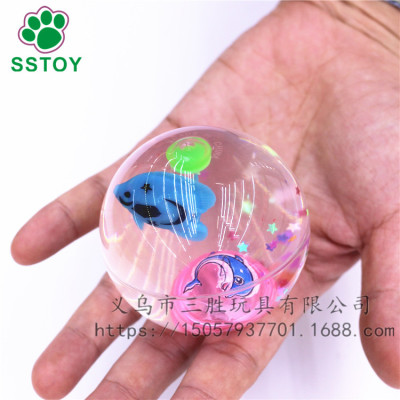 small 5.5 with lamp fish glitter crystal ball wholesale children's toys spent stretch ball