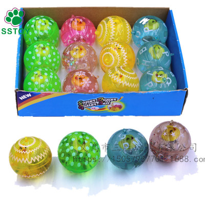 Manufacturer direct selling 6.5cm with rope printing wave grain duck crystal ball elastic ball plastic toys