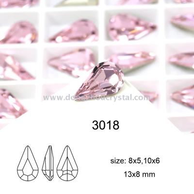 4300 deep pink drops with pointed bottom shaped diamond crystal flower stone jewelry beads
