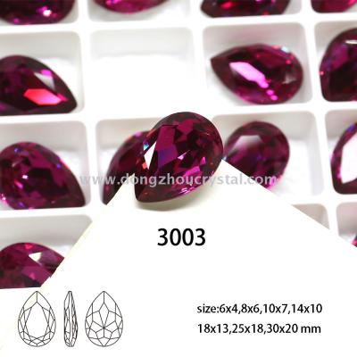 Manufacturers direct-selling rose-red-plated real silver drop point-bottom fancy stone-shaped diamond accessories beads