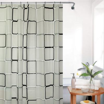 Factory in Stock Wholesale Direct Sales New Slubbed Fabric High-End Environmental Protection Shower Curtain Bathroom Waterproof and Mildew-Proof Bath