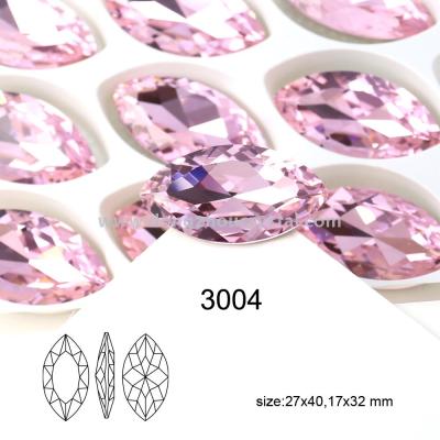 Deep pink horse eye-tip shaped diamond crystal flower jewelry accessories shoe - bag accessories