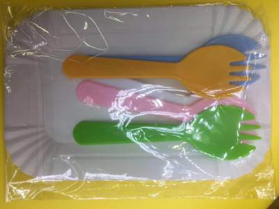Disposable Cake Plate Knife, Fork and Spoon Suit