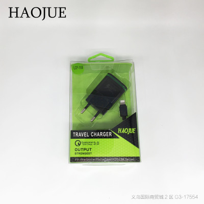 HAOJUE green side light phone charger QC3.0 quick charger set apple android type-c