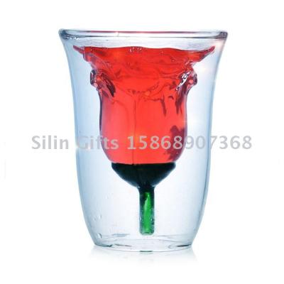Rose Shape Beer Glass Glazing Resistant Party Bar Novelty Licor Alcohol Drinkware