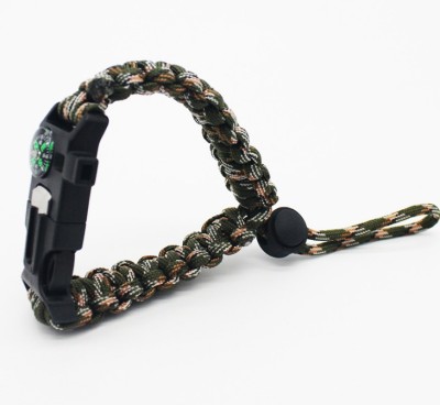 Hand chain with firestone with compass can adjust the size of outdoor survival seven-stamen umbrella rope woven bracelet