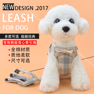 Factory direct sale pet chest back traction rope than teddy bear Korean style traction rope dog clothing