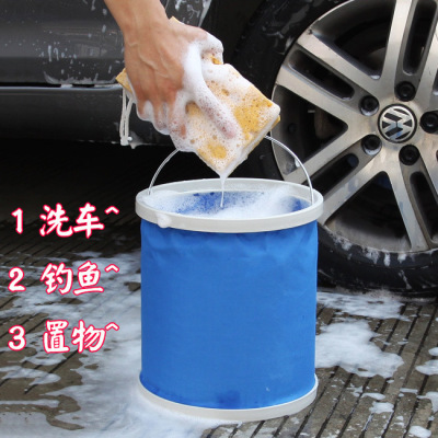 Folding Bucket Bucket Car Wash Bucket Fishing Bucket Thickened Fold 9 Liters Bucket Multi-Purpose Barrel