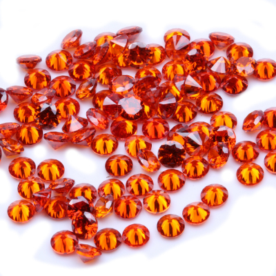 Orange AAAAA Grade Cubic Zirconia Beads Round Shape Cubic Zirconia Stones Perfect For Jewelry Accessories And DIY 
