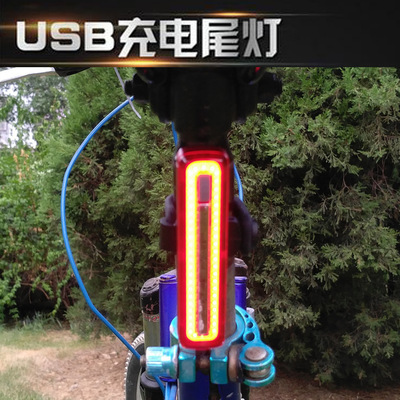 速珏自行车配件 装备 新USB充电尾灯 警示灯 高亮COB尾灯 