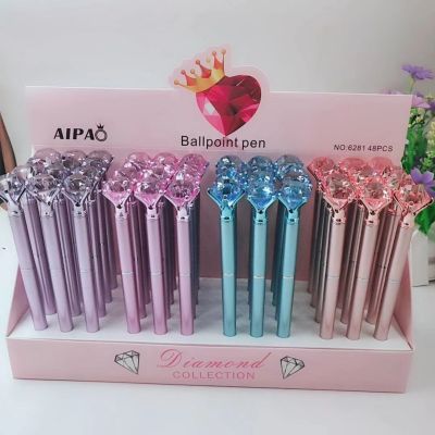 New round dot big diamond pen crystal pen big diamond student gift pen advertising pen can be customized