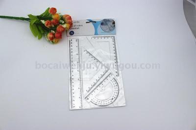 Bocai Ruler Sets Environmentally Creative Student Drawing Four-Piece Factory Direct Sales