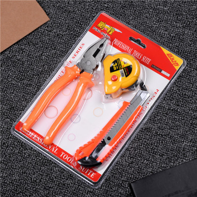 Household combination three-piece worksite decoration tape iron wire pliers knife combination hardware tools