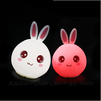 Long root torch nifty rabbit night light silicone LED night light small night light seven color clap the light