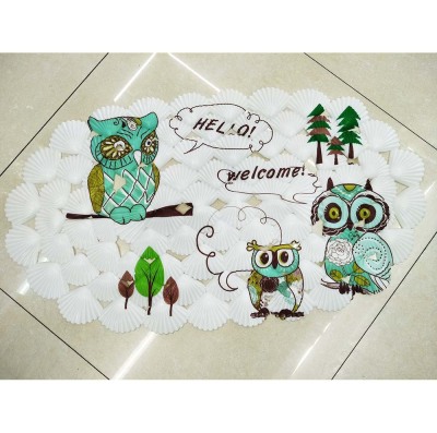 Green owl shell color printing bathroom anti-skid pad PVC door mat toilet mat lovely shower room foot pad
