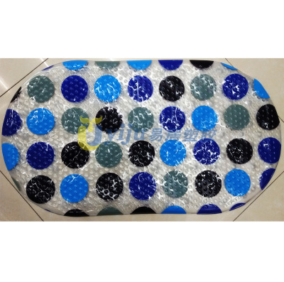 Manufacturer direct selling PVC antiskid foot bathroom floor mat antiskid pad blue and black circle bath mat
