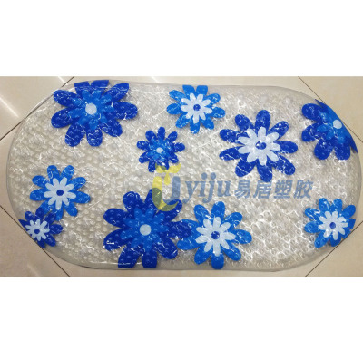 Taobao hot style blue flower antibacterial PVC bathroom antiskid bathroom floor mat antibathroom skid cushion manufacturers
