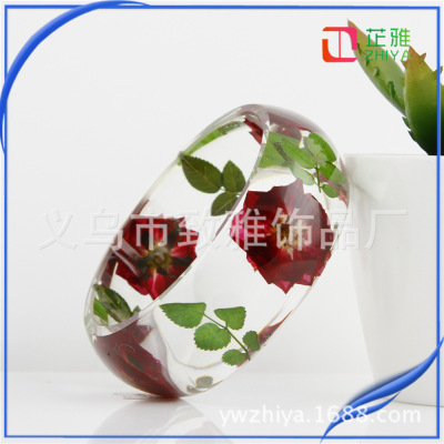 Yiwu Factory Crystal AB Glue Bracelet Handmade Dried Flower Bracelet Creative Style Rose Custom Wholesale